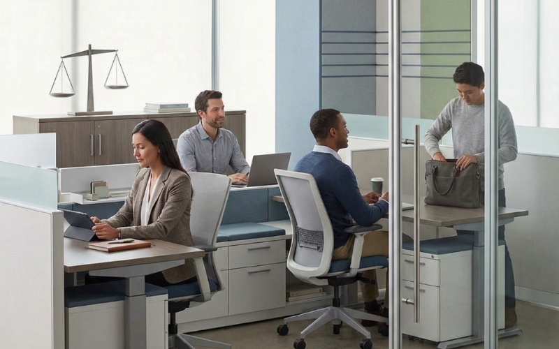 Enterprise recruitment process outsourcing team working in a modern U.S. office, supporting end-to-end hiring operations, compliance, and workforce planning for growing organizations.